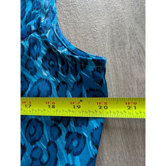 Sag Harbor Womens Blue Leopard Print Sleeveless Blouse Size 14 Zip Front - Picture 6 of 6